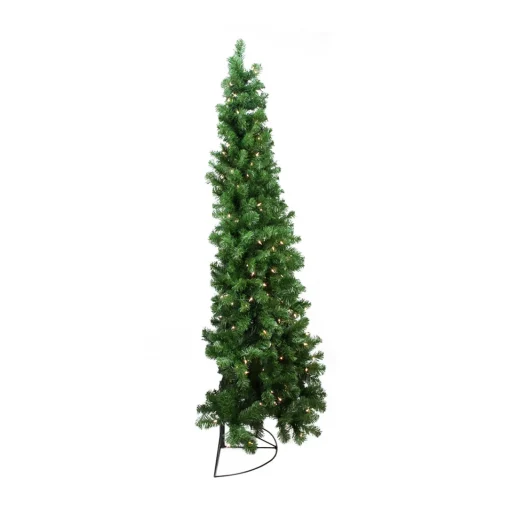 Best 6' Pre-Lit Pine Artificial Wall Christmas Tree, Clear Lights Wall Trees