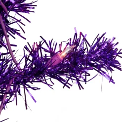 Discount 6' Pre-Lit Purple Artificial Tinsel Christmas Tree, Clear Lights Colorful