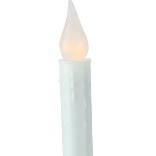 Clearance 8.75" Pre-Lit White and Gold LED C5 Flickering Christmas Candle Lamp with Handle Base Candle Lamps