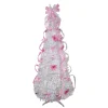 New 6' Pre-Lit White and Pink Pre-Decorated Pop-Up Artificial Christmas Tree Pop Up