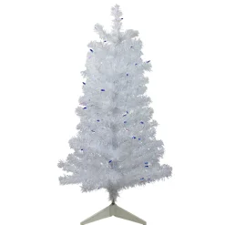 3' Pre-Lit White Medium Pine Artificial Christmas Tree - Blue Lights Colorful