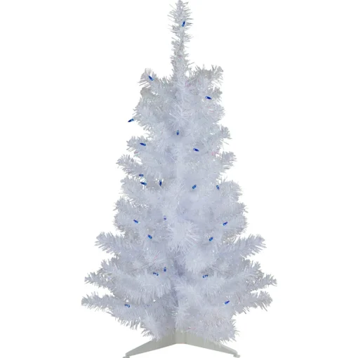 Online 3' Pre-Lit White Pine Slim Artificial Christmas Tree - Blue Lights Pre-Lit