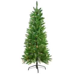 New 4.5' Pre-Lit White River Fir Artificial Pencil Christmas Tree - Clear Lights Pre-Lit