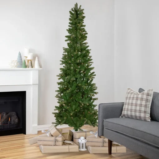 Sale 7.5' Pre-Lit Wicklow Noble Fir Artificial Christmas Tree, Clear Lights Pre-Lit