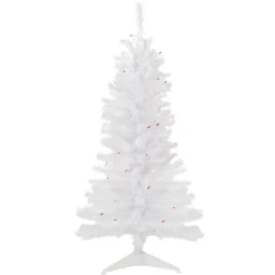 Clearance 4' Pre-Lit Woodbury White Pine Slim Artificial Christmas Tree, Multi Lights Pre-Lit