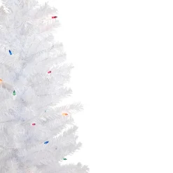 Clearance 4' Pre-Lit Woodbury White Pine Slim Artificial Christmas Tree, Multi Lights Pre-Lit