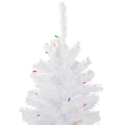 Clearance 4' Pre-Lit Woodbury White Pine Slim Artificial Christmas Tree, Multi Lights Pre-Lit