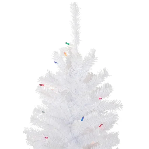 Clearance 4' Pre-Lit Woodbury White Pine Slim Artificial Christmas Tree, Multi Lights Pre-Lit