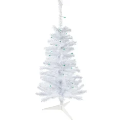 Hot 3' Pre-Lit Woodbury White Pine Slim Artificial Christmas Tree, Green Lights Pre-Lit