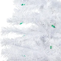 Hot 3' Pre-Lit Woodbury White Pine Slim Artificial Christmas Tree, Green Lights Pre-Lit
