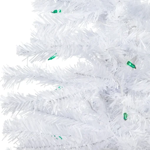 Hot 3' Pre-Lit Woodbury White Pine Slim Artificial Christmas Tree, Green Lights Pre-Lit