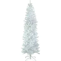 Sale 6.5' Pre-Lit Woodbury White Pine Pencil Artificial Christmas Tree, Green Lights Pre-Lit