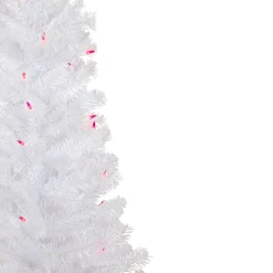 New 4' Pre-Lit Woodbury White Pine Slim Artificial Christmas Tree, Pink Lights Pre-Lit