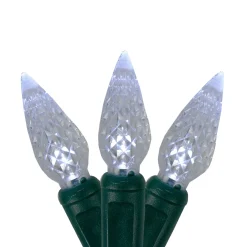 Clearance 70 Pure White LED Faceted C6 Twinkling Christmas Lights - 23.5 ft Green Wire C5 & C6 Lights