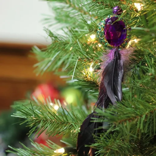 Clearance 10" Purple and Peacock Green Jewel Hanging Christmas Ornament Novelty