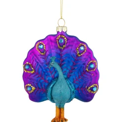 Online 4.75" Purple and Pink Peacock Glass Christmas Ornament Animals