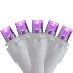 50 Purple LED Wide Angle Christmas Lights - 16.25 ft White Wire Led