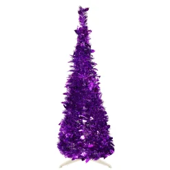 Online 4' Purple Tinsel Pop-Up Artificial Christmas Tree, Unlit Pop Up