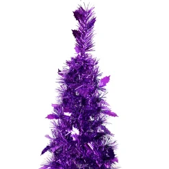 Online 4' Purple Tinsel Pop-Up Artificial Christmas Tree, Unlit Pop Up