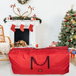 65" Red and Black Artificial Christmas Tree Storage Bag Tree Storage