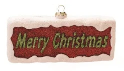 Clearance 5.5" Red and Green Glittered 'Merry Christmas' Shatterproof Ornament Novelty
