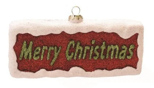 Clearance 5.5" Red and Green Glittered 'Merry Christmas' Shatterproof Ornament Novelty