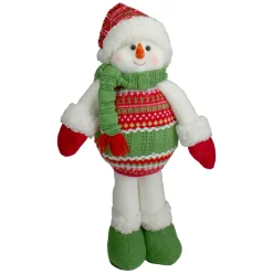 Sale 17.5" Red and Green Jolly Plush Snowman Christmas Figure Snowmen