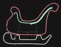 Best 25" Red and Green LED Lighted Sleigh Silhouette Christmas Outdoor Decor Trains