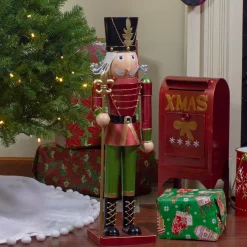 23.75" Red and Green Metal Nutcracker Soldier Christmas Decoration Nutcrackers