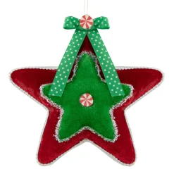 Best 8" Red and Green Peppermint Star Christmas Ornament Symbols