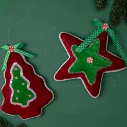 Best 8" Red and Green Peppermint Star Christmas Ornament Symbols