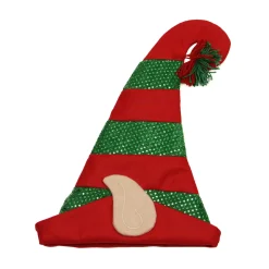 New 22" Red and Green Striped Sequin Unisex Adult Christmas Elf Hat - One Size Costumes