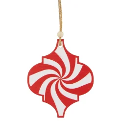 Sale 4.5" Red and White Candy Cane Swirl Bauble Wooden Christmas Ornament Food & Beverage