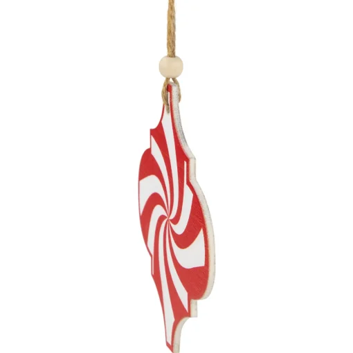 Sale 4.5" Red and White Candy Cane Swirl Bauble Wooden Christmas Ornament Food & Beverage
