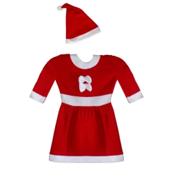 New 24" Red and White Girls Santa Costume With a Dress and Hat : 4-6 years Costumes