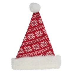Hot 17" Red and White Nordic Snowflake and Striped Santa Hat With Pom Pom Costumes