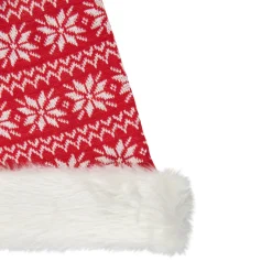 Hot 17" Red and White Nordic Snowflake and Striped Santa Hat With Pom Pom Costumes