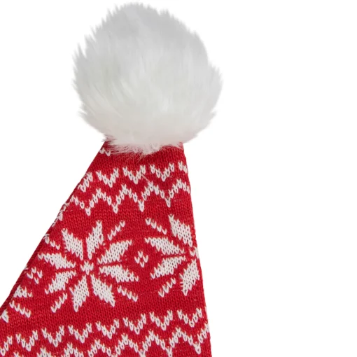 Hot 17" Red and White Nordic Snowflake and Striped Santa Hat With Pom Pom Costumes