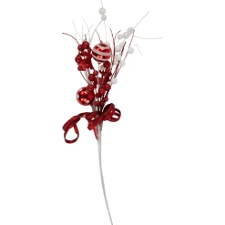 Discount 24" Red and White Pearls and Swirls Christmas Spray Sprays, Picks & Branches