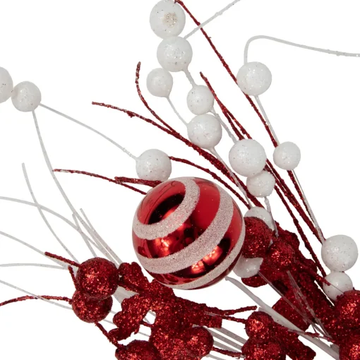 Discount 24" Red and White Pearls and Swirls Christmas Spray Sprays, Picks & Branches