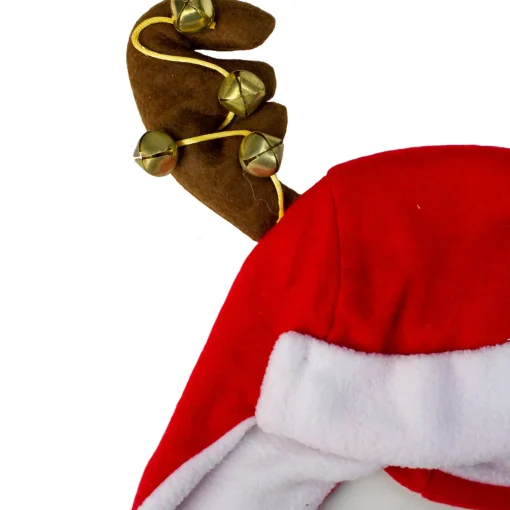 Best 17" Red and White Reindeer Antlers Unisex Adult Christmas Trapper Hat Costume Accessory - One Size Costumes