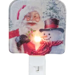 Hot 4" Red and White Santa and a Snowman Christmas Night Light Night Lights