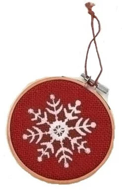 Discount 4.5" Red and White Snowflake in Hoop Loom Christmas Ornament Icicles|Snowflakes