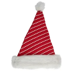 Sale 17" Red and White Striped Santa Hat With Pom Pom Costumes