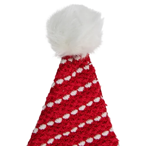 Sale 17" Red and White Striped Santa Hat With Pom Pom Costumes