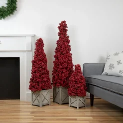 Discount 50" Red Berry Cone Potted Christmas Topiary Topiaries