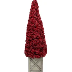 Hot 40" Red Berry Cone Potted Christmas Topiary Topiaries