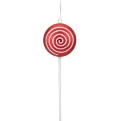 Online 10" Red Candy Lollipop with Iridescent Glitter Swirl Shatterproof Christmas Ornament Shatterproof Balls|Ball Ornaments