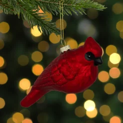 5.5" Red Cardinal Glittered Hanging Glass Christmas Ornament Animals