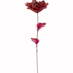 Discount 20.75" Red Feather Peony Artificial Christmas Floral Pick Sprays, Picks & Branches